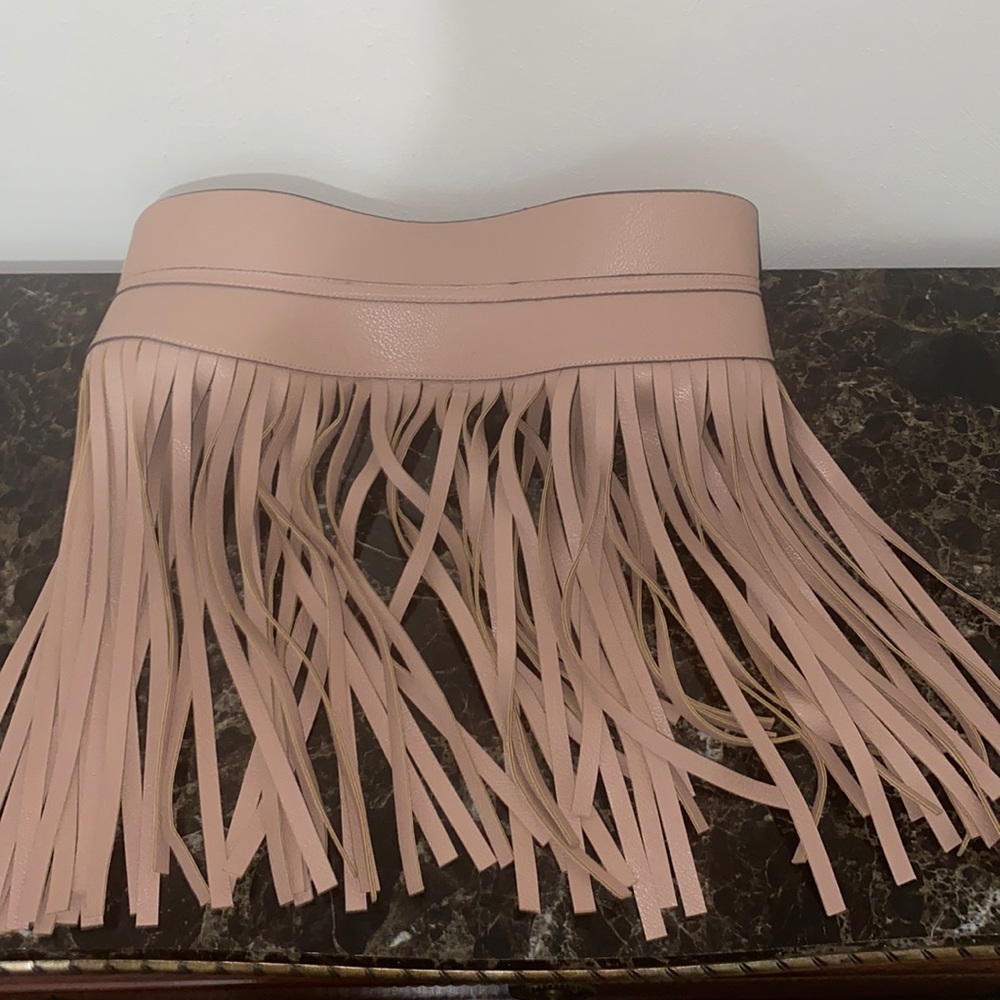 BCBG pink/nude colored waist fringed belt